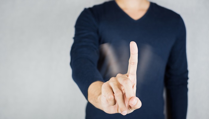 motion of no sign by index finger, reject body gesture concept