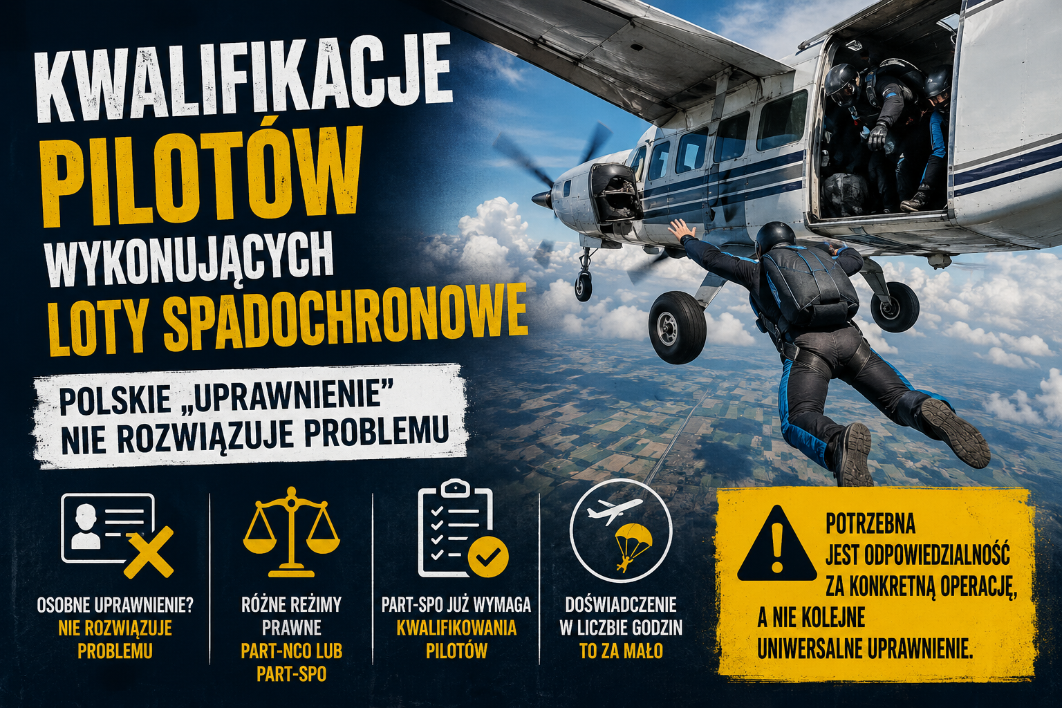 Kwalifikacje pilotów wykonujących loty spadochronowe — polskie „uprawnienie” nie rozwiązuje problemu